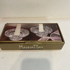 Manhattan Candle Lights Moonlight Crystal 4" Votive Candle Holders Set of 2
